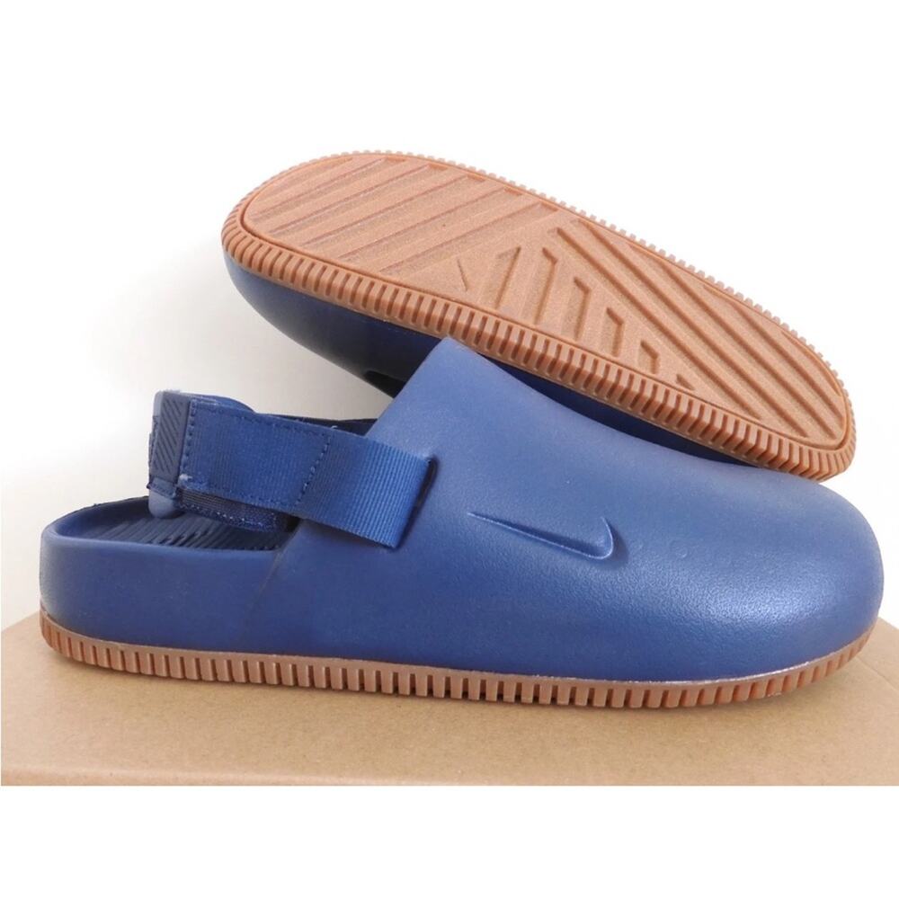 Nike Calm Mule Na Navy Blue-Gum Medium Brown Sandals Sz 9 [FD5130-400]